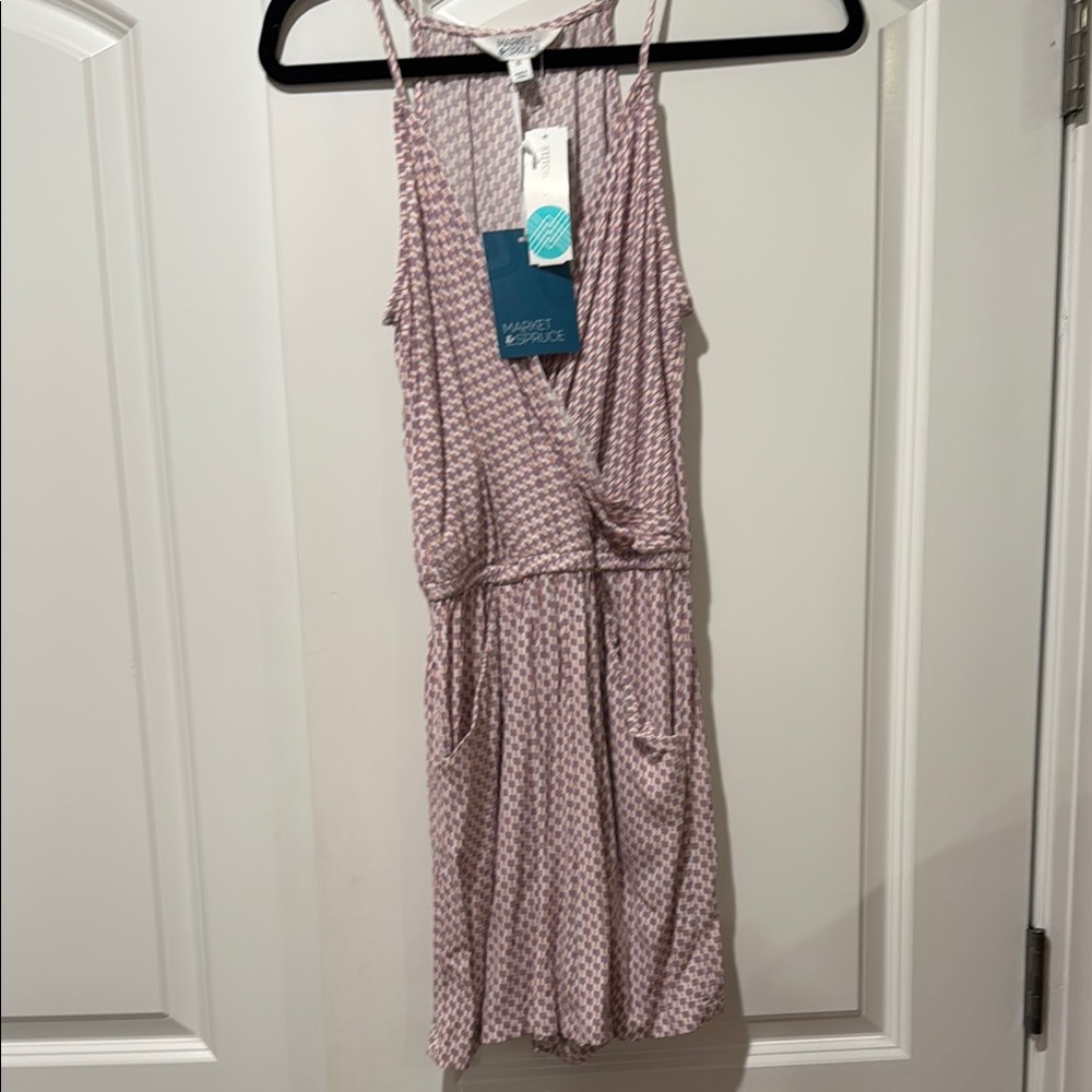 Pink and White Sleeveless Romper